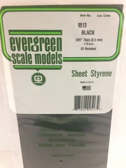 Evergreen 9513 Plaat Zwart 0.5 3st
