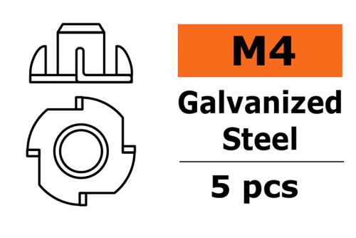 Inslagmoer, M4, Gegalvaniseerd staal ( 5 x )