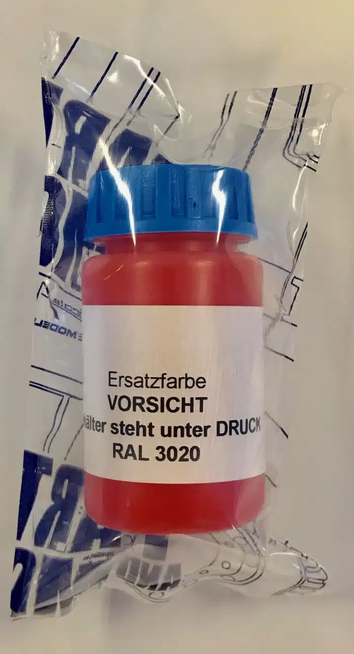 Pinselflasche mit Ersatzfarbe RAL 3020