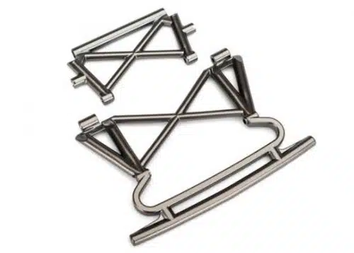 Traxxas 8535x Bumper, Front/ Bumper Support (Satin Black Chrome-Plated)