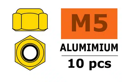Zelfborgende zeskantmoer M5 "Gold", Al