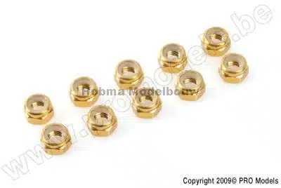 Zelfborgende zeskantmoer M5 "Gold", Al