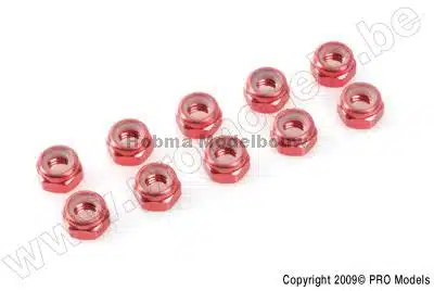 Zelfborgende zeskantmoer M5 "Red", Alu