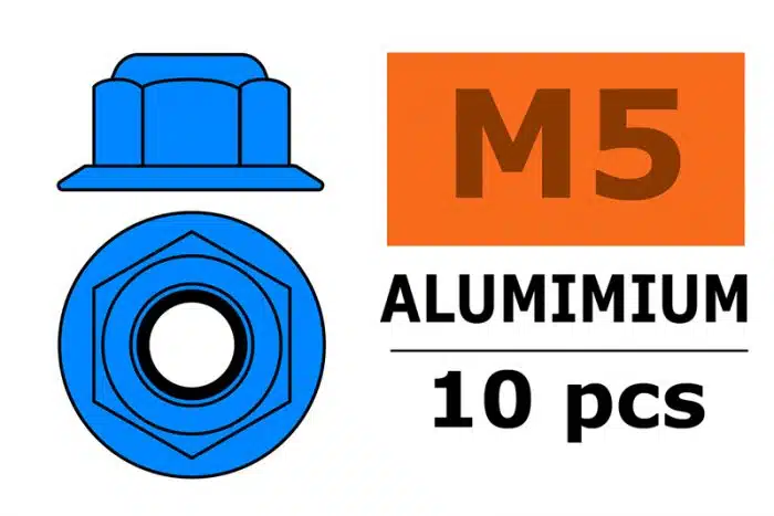 Zelfborgende Zeskantmoer Flens Blauw M5 10 St Aluminium