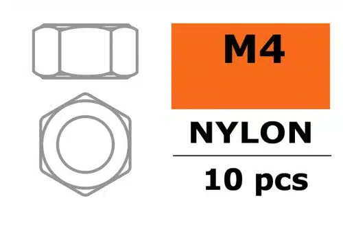 Zeskantmoer, M4, Nylon (10st)