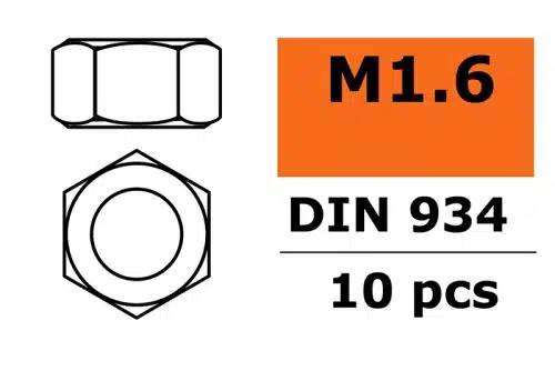 Zeskantmoer , M1.6, Gegalvaniseerd sta