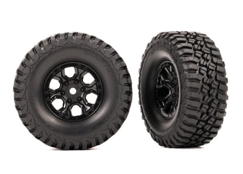 TRAXXAS 9774 Tires & wheels, assembled (black 1.0 wheels, BFGoodrich Mud-Terrain T/A KM3 2.2x1.0 tires)