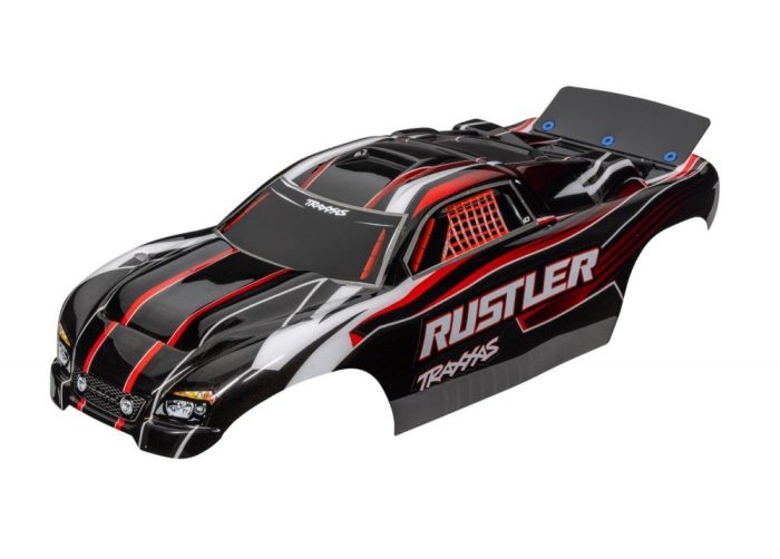 TRAXXAS 3750 Body, Rustler (also fits Rustler VXL), red & black (painted, decals applied)