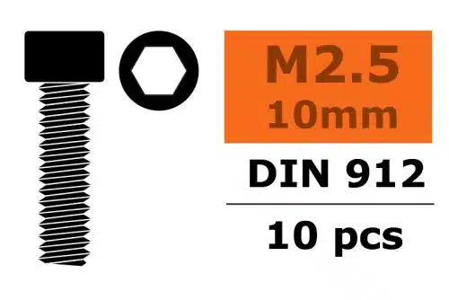 gforce-0100-010 Cilinderschroef met binnenzeskant, M2,5X10, Staal (10st)
