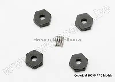 traxxas 7154 Wheel hubs, hex (4)/ axle pins (1.5x8m
