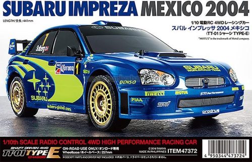 COMBIDEAL! Tamiya 47372 Subaru Impreza Mexico 2004 TT-01E (4WD) Met, Accu, lader, zender, ontvanger en stuurservo