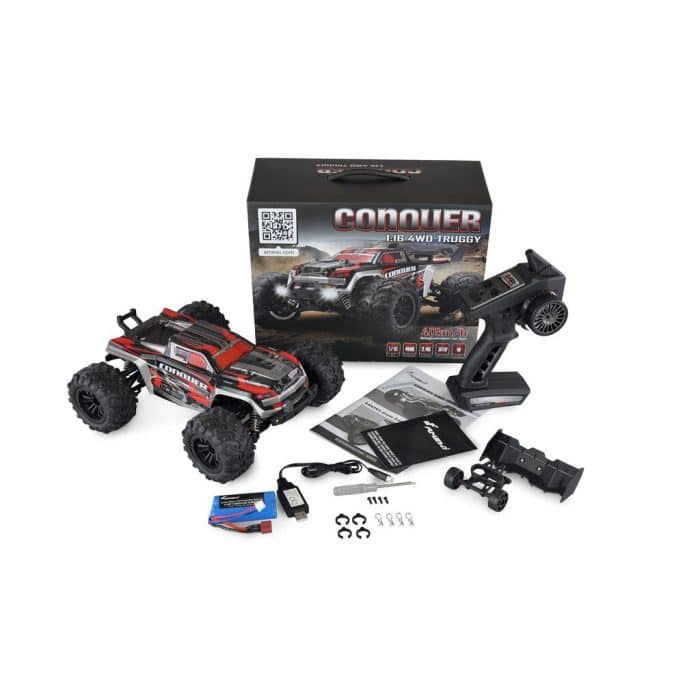 Amewi 22605 Conquer Race Truggy Brushed 40km/h 4WD 1:16 RTR rot