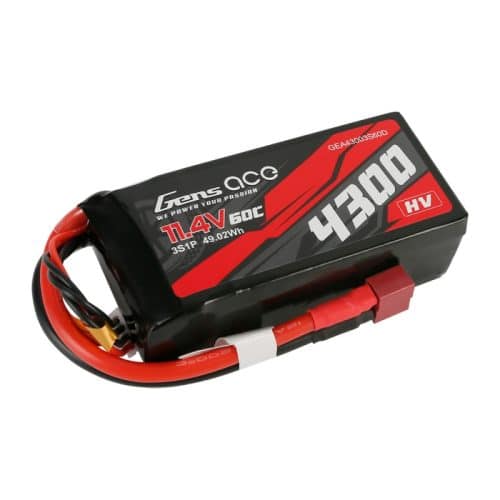 Gens Ace 4300mAh LiPo accu 11.4V 3S1P 60C met Deans