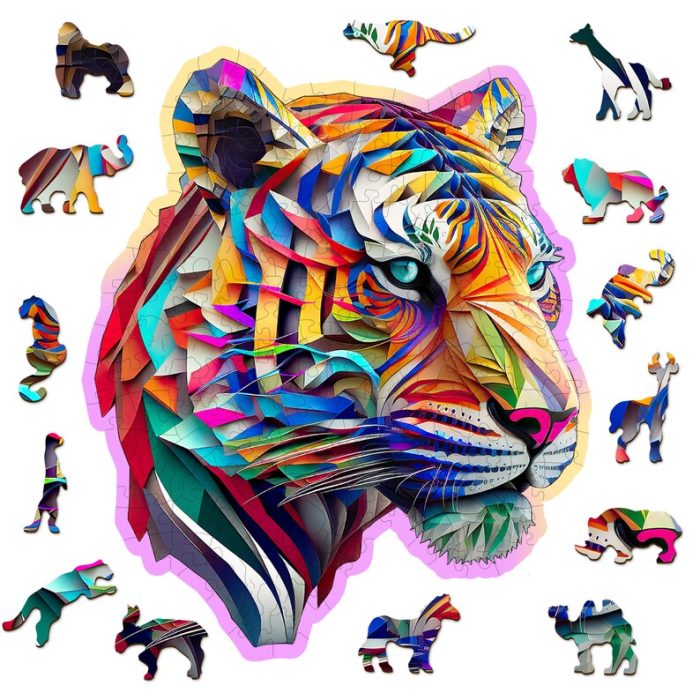 Wooden Puzzel colorful tiger (150 pcs)