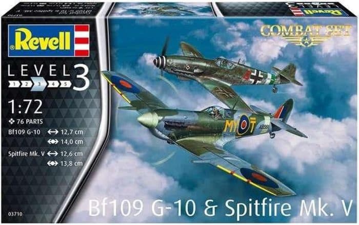 Revell 63710 COMBAT SET BF109G-10 & SPITFIRE MK.V inc lijm verf kwastje