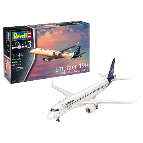 Revell 63883 embraer 190 lufthansa new livery incl lijm verf kwastje