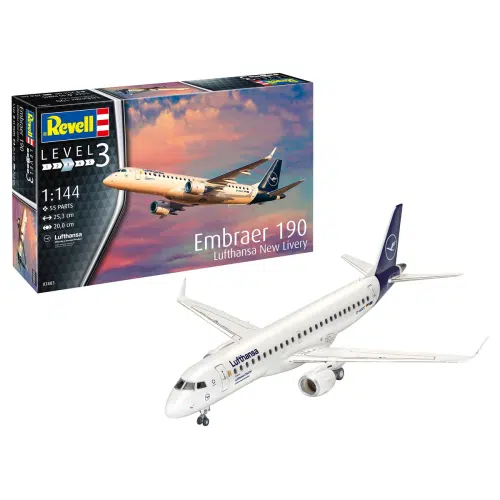 Revell 63883 embraer 190 lufthansa new livery incl lijm verf kwastje