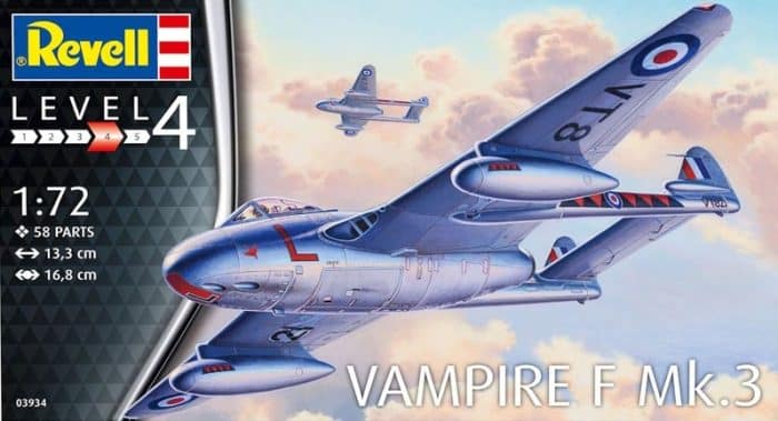 Revell 63934 Vampire F Mk.3 incl lijm verf kwastje