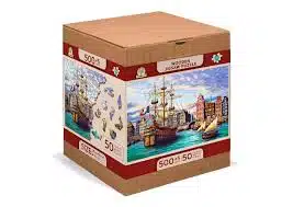 Wooden Puzzel Oude schepen in haven (505 St)