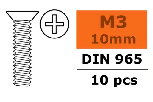Verzonken Schroef Met Philips Kruissleuf M3 x 10mm gegalvaniseerd staal 10 St