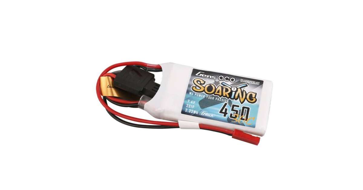 Gens Ace Soaring lipo G - Tech 450mAh 7.4V 30C 2S1P LiPo accu Met JST-SYP