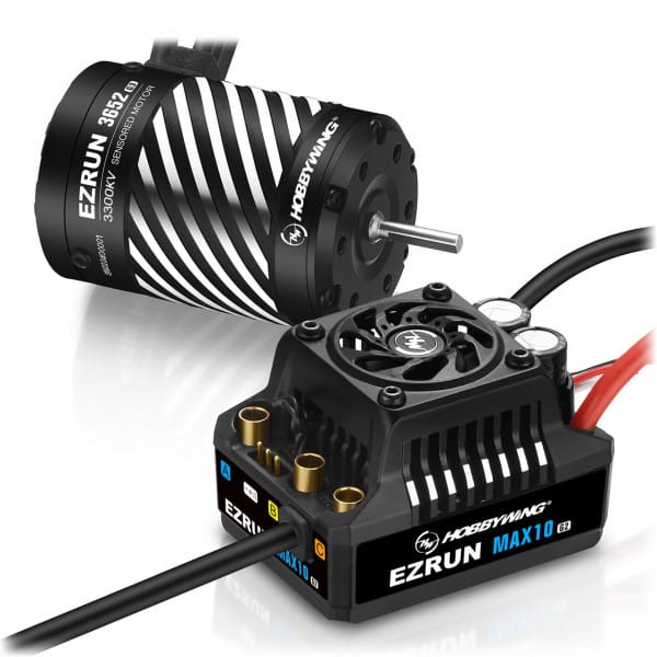 Hobbywing Combo Max 10 G2 80A met 3652SD 3300kV 3,175 shaft
