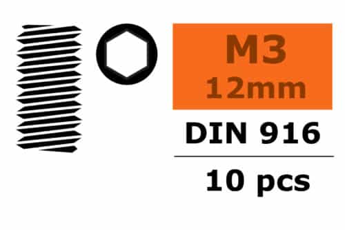 Stelschroef Binnenzeskant M3 X 12 Staal 10 St