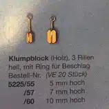 Aeronaut 5225 75 KLompblok hout 3 groef 5 mm met ring 20 st