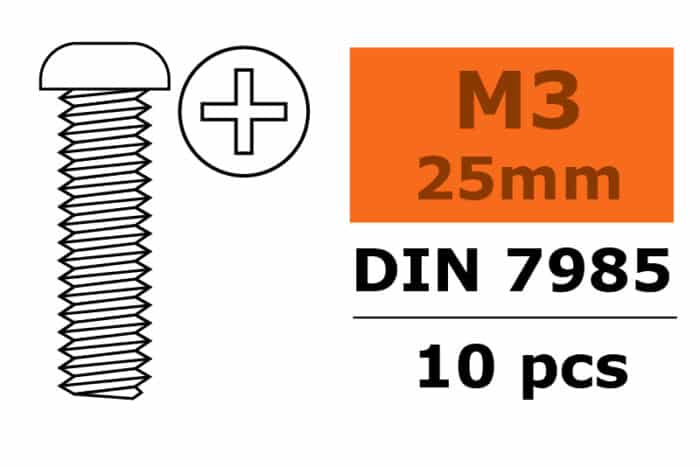 Bolcilinderschroef Met Philips Kruissleuf M3 X 25 mm 10 St