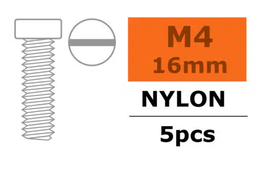 Cilinder bout met zaaggleuf nylon M 4 X16 mm 5 St