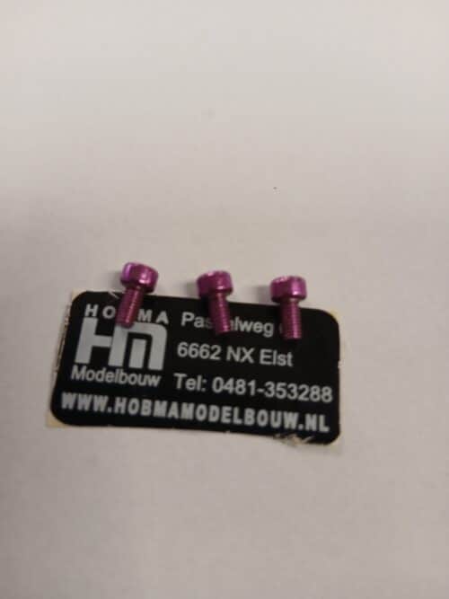 Cilinderschroef met inbuskop paars M3 x 6mm 10 st