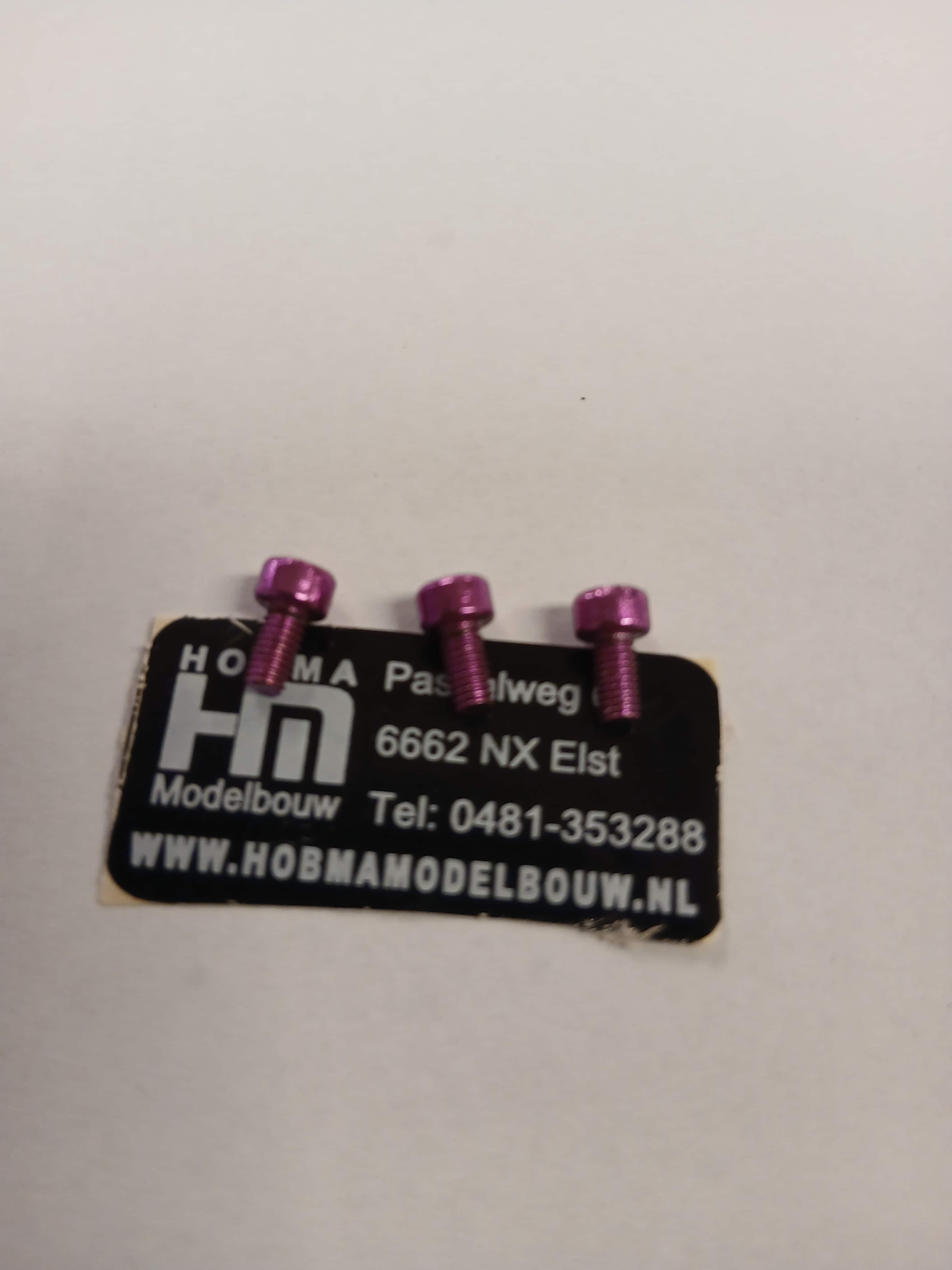 Cilinderschroef met inbuskop paars M3 x 6mm 10 st
