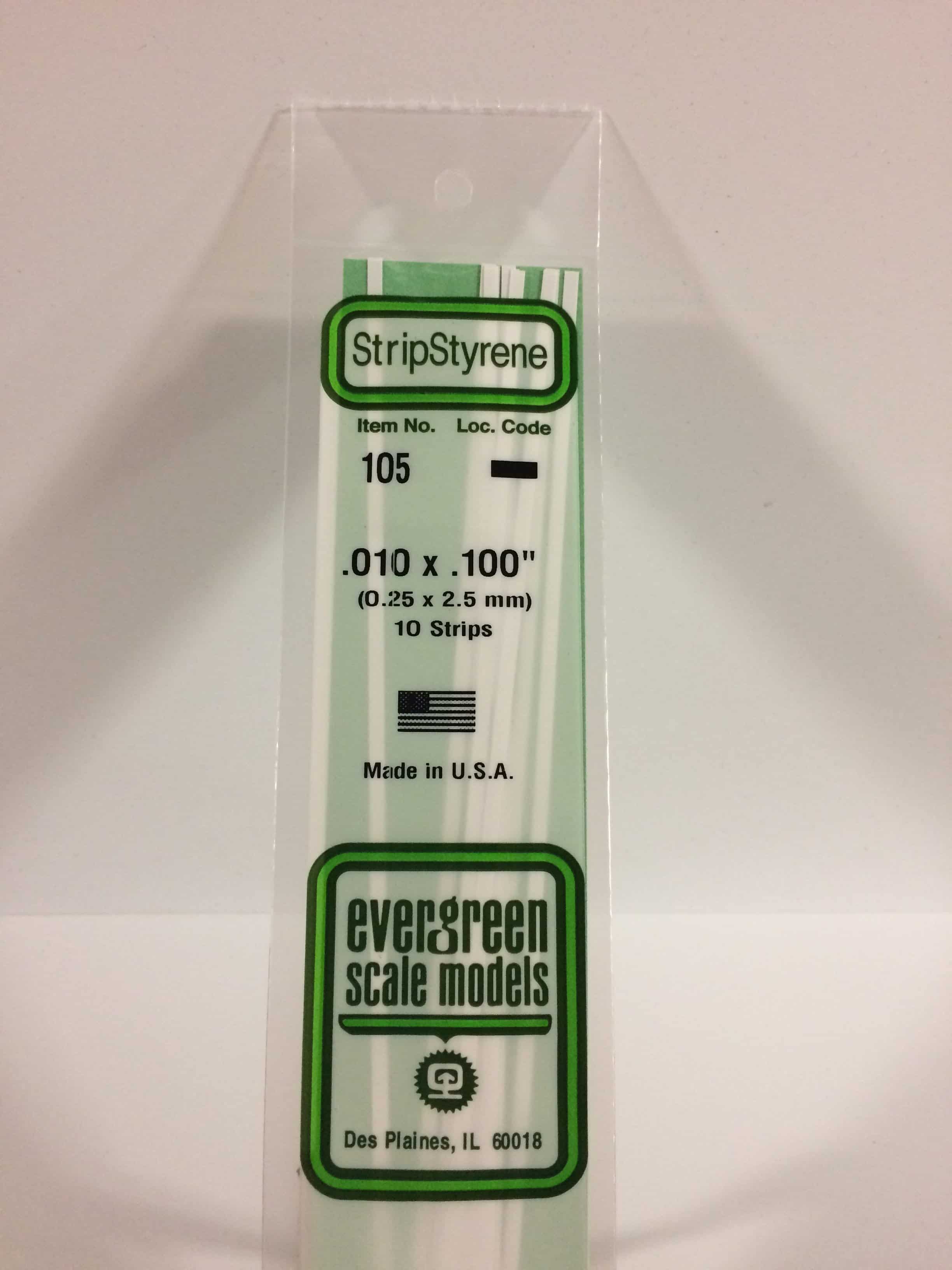 Evergreen 105 strip 0.25 x 2.5 mm