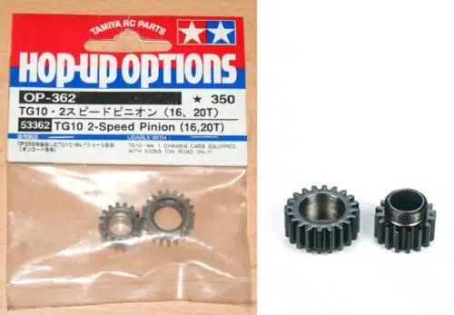 tamiya53362 TG10 2-Speed Steel Pinion 16/20t