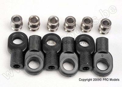 Traxxas 2742X Rod ends, short (6)/ hol