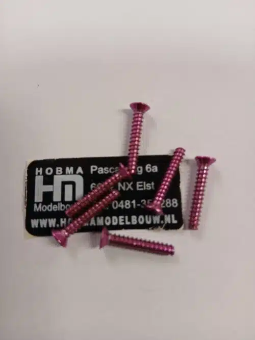 Verzonken schroef roze met Phillips kruissleuf M3 x 12 mm 10 st