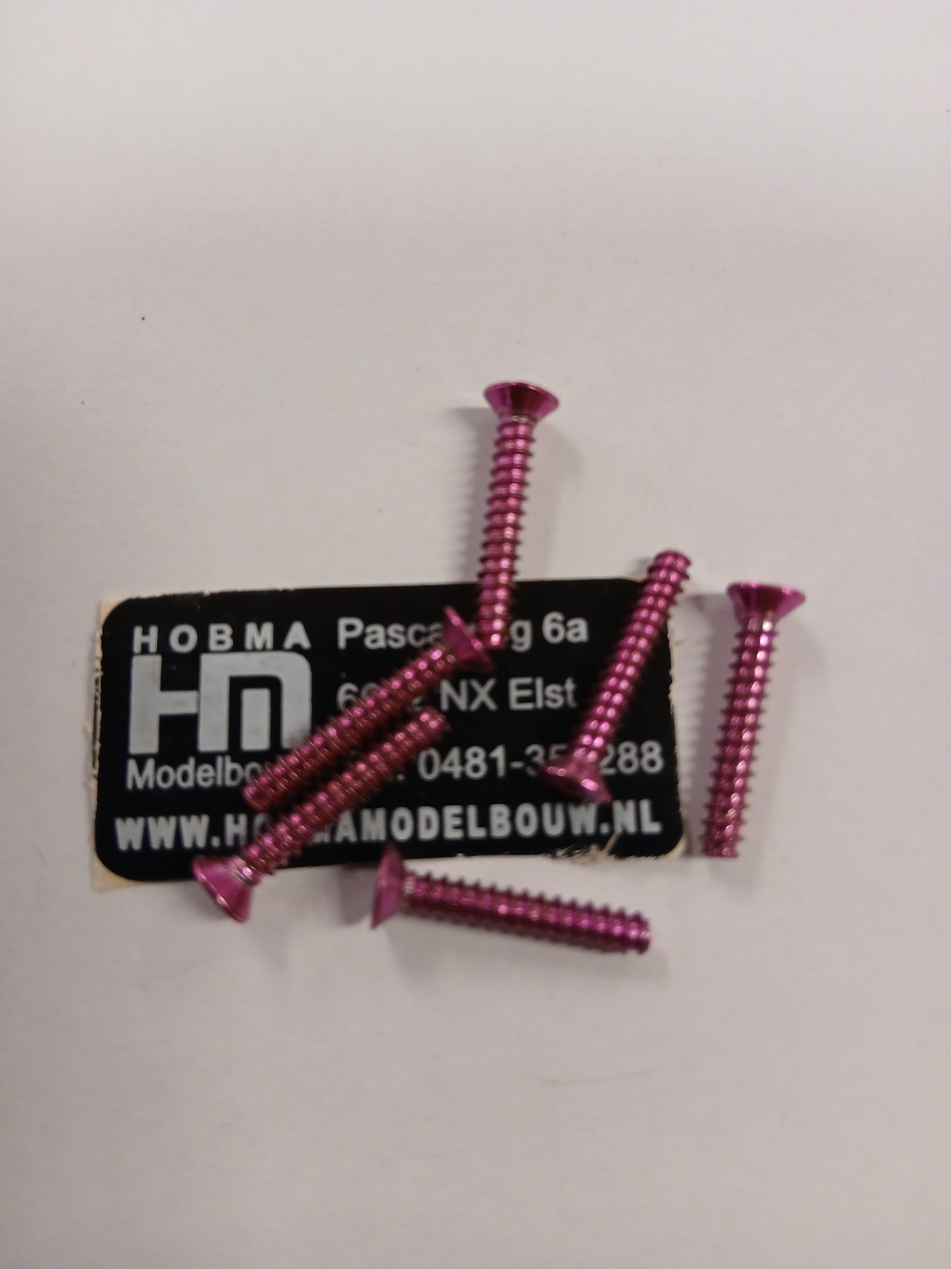 Verzonken schroef roze met Phillips kruissleuf M3 x 12 mm 10 st