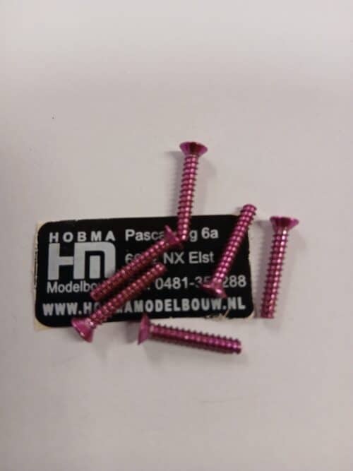 Verzonken schroef roze met Phillips kruissleuf M3 x 8 mm 10 st
