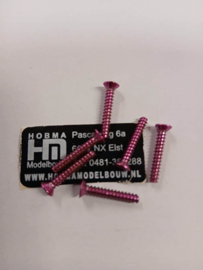 Verzonken schroef roze met Phillips kruissleuf M3 x 8 mm 10 st