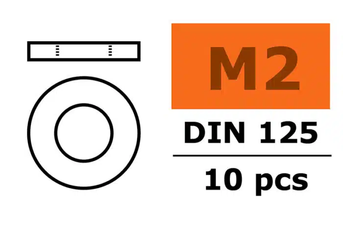 Vlakke Sluitring M2 Gegalvaniseerd Staal 10St