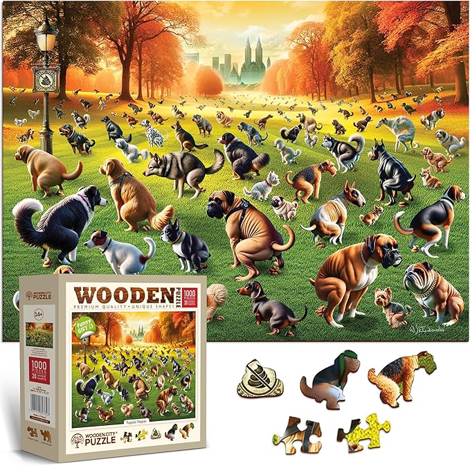 Wooden Puzzel NEW Puppies Ppoopies