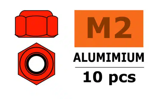 Zelfborgende zeskantmoer M2 red Aluminium 10st