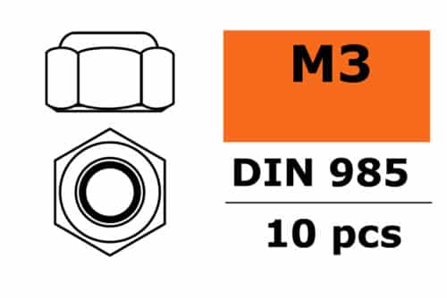 Zelfborgende zeskantmoer M3 Gegalvaniseerd Staal 10 St