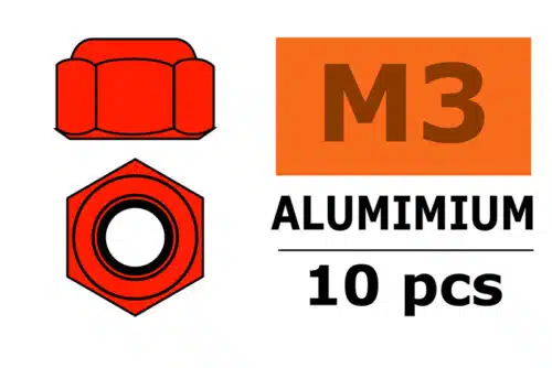 Zelfborgende zeskantmoer M3 rood Aluminium 10st