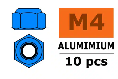 Zelfborgende zeskantmoer M4 blue aluminium 10st