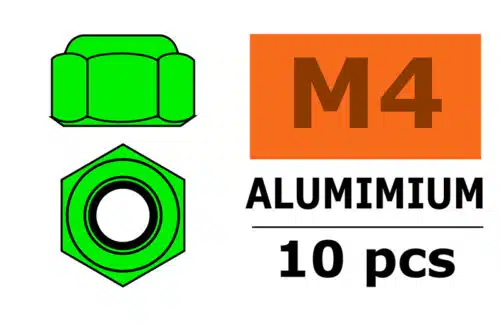 Zelfborgende zeskantmoer M4 Groen aluminium 10 st