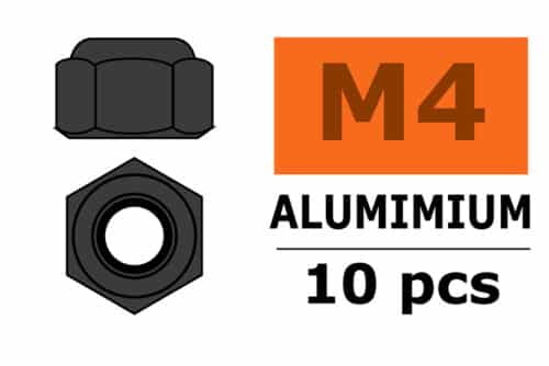 Zelfborgende zeskantmoer M4 gun metal aluminium 10st