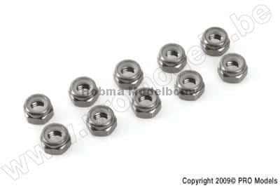 Zelfborgende zeskantmoer M4 gun metal aluminium 10st