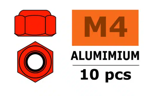 Zelfborgende zeskantmoer M4 red aluminium 10st