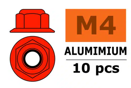 Zelfborgende Zeskantmoer Met Flens M4 rood 10St
